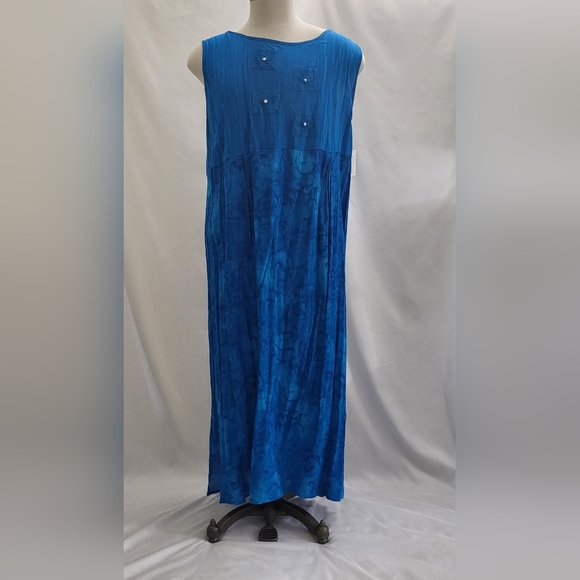 C.M Shapes Women's Maxi Dress Sleeveless Teal Embroidered Design Size 1x NWT - Picture 1 of 6